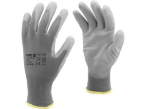 GUANTES DE TRABAJO POLIÉSTER/PU GRIS TAMAÑO 9
