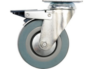RUEDA GIRATORIA CON FRENO Y GOMA GRIS 50