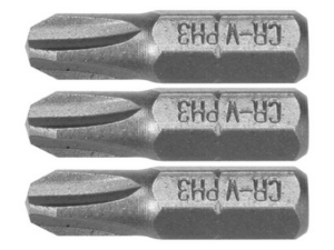 PUNTAS PARA TORNILLOS 1/4 25MM PH1, PH2, PH3 3PCS