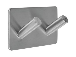 PERCHA DOBLE DE ACERO CON ADHESIVO 3M