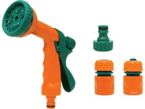 JUEGO 4 PIEZAS RIEGO CON PISTOLA DE 10 PATRONES DE 1/2' JARDIN