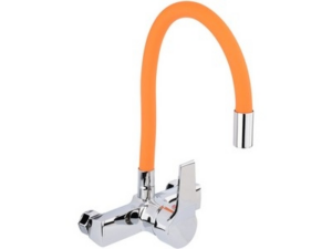 GRIFO DE COCINA NARANJA CON CAÑO FLEXIBLE
