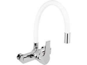 GRIFO DE COCINA CON CAÑO FLEXIBLE BLANCO