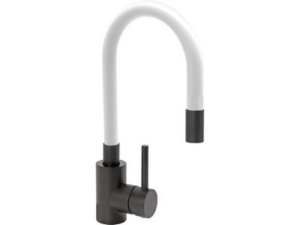 GRIFO COCINA NEGRO FLEXIBLE BLANCO