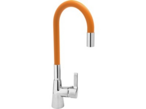 GRIFO DE COCINA CON PICO FLEXIBLE NARANJA