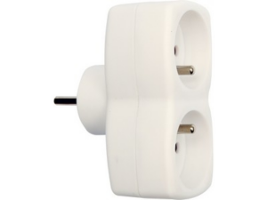 ADAPTADOR ENCHUFE CON TIERRA 2 ENCHUFES