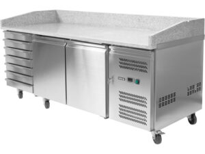 YG-05310 MESA REFRIGERADA PARA PIZZA DE 2 PUERTAS CON 7 CAJONES Y TABLERO DE GRANITO